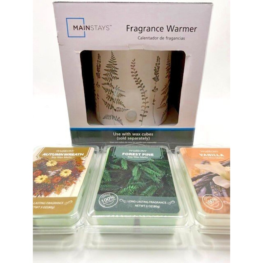 Mainstays Botanical Fragrance Wax Warmer w/ 3 Wax Melt Packs Vanilla Pine Autumn